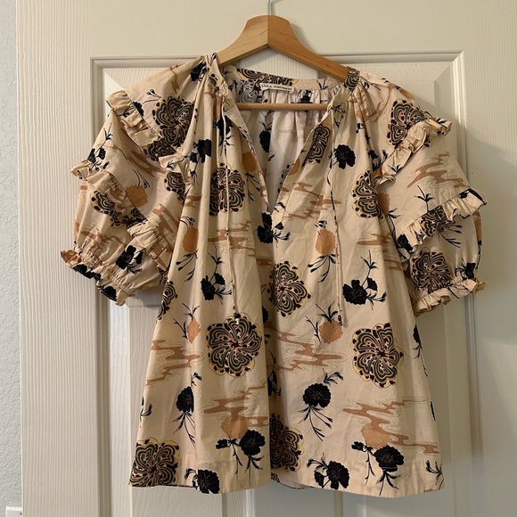 Ulla Johnson Mari Daisy Cotton Floral Short Sleeve Blouse Top size 6 - Picture 1 of 8